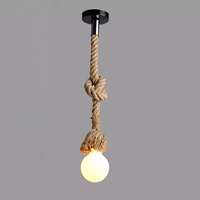 Lampe Suspendue Vintage Faite à la Main, Base E27, Cordon en Corde de Jute, Éclairage de Magasin de Vêtements avec Couvre-Cordon en Corde de Chanvre