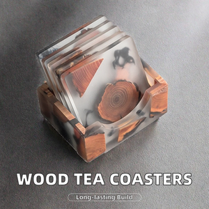 Juego de Posavasos de Resina y Madera de Pino, Aislamiento Térmico, Antideslizante, Accesorios de Tela para Cocina, Posavasos para Botellas de Bebidas - Product Image 2