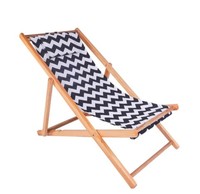 Chaise longue de plage pliable en bois et toile, portable et individuelle - Chaise de plage en bois pour l'extérieur