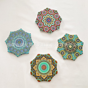 <b>Ceramic</b> Octagonal <b>Coasters</b> With Floral Pattern Thermal Transfer Printing Heat Resistant For Drink Protection - Product Image 1