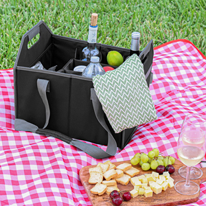 Portador de Vino Plegable y Reutilizable para 12 Botellas con Correa para el Hombro, para Guardar Licores, Champán, Cerveza, Vasos, Compras y Viajes - Product Image 5