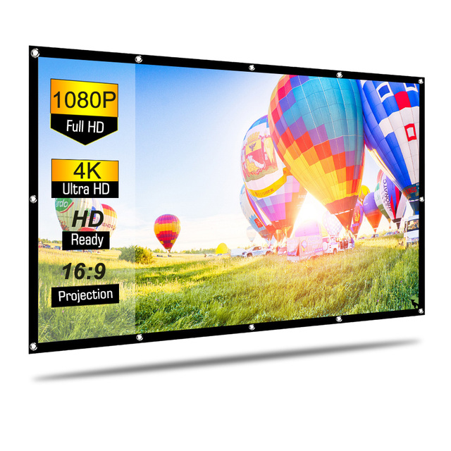100 Inch Front and Rear Projector Screen Simple Hangable Movie Screen Portable Office Indoor & Outdoor Video Projection Screen