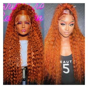 Perruque Lace Front <span class=keywords><strong>de</strong></span> Cheveux Humains Gingembre <span class=keywords><strong>Orange</strong></span> Vague d'Eau Profonde 13x4 Transparent HD Perruque Lace Perruques <span class=keywords><strong>de</strong></span> Cheveux Humains Vietnamiens Avec Frontale - Product Image 1