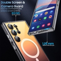 Couverture de téléphone de charge sans fil transparente dégradée de luxe pour Samsung Galaxy S24 étui de téléphone portable magnétique Ultra intégré