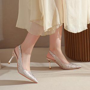 Nuovi Arrivi Estivi: <span class=keywords><strong>Tacchi</strong></span> Alti a Punta con Strisce e Paillettes Scintillanti, Stiletti Eleganti con Punta Aperta e Suola in Gomma, Sexy - Product Image 3