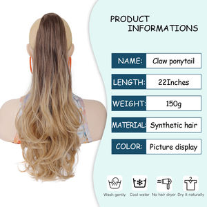 Extensions <span class=keywords><strong>de</strong></span> Cheveux Synthétiques Ondulés Longs Gradient pour <span class=keywords><strong>Queue</strong></span> <span class=keywords><strong>de</strong></span> <span class=keywords><strong>Cheval</strong></span>, Couleur Rouge, 22 Pouces, 150g - Product Image 3