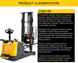 Marco de puerta Grúa apiladora de palés eléctrica delantera Carretilla elevadora apiladora de equilibrio de contador de tipo de pie de 1,25 toneladas - Product Image 4