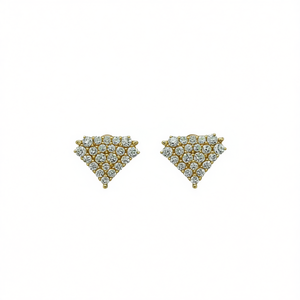 Boucles d'oreilles géométriques en or rose avec zircon rond serti pavé pour femme, bijoux de fête, design tendance - Product Image 1