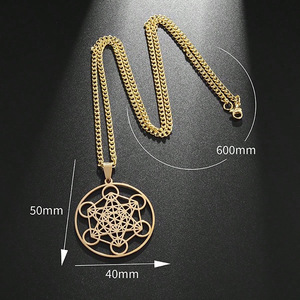 Collar de Acero Inoxidable 2026 con Sello de Ángel Arcángel Metatrón <span class=keywords><strong>para</strong></span> Hombre, Geométrico, Los Secretos de los Cabalistas, Joyería del Jardín de Salomón - Product Image 3