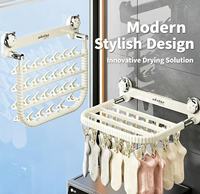 Séchoir pliable mural Pure Choice à ventouse avec pinces, organisateur de linge pour chaussettes, sous-vêtements, salle de bain