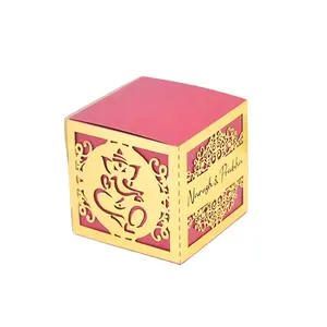 Caja de recuerdos de Ganesha para boda, regalo de devolución india, corte láser, personalizado