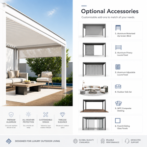 Pergola Motorizzata Grigia con Lamelle Orientabili in Alluminio, Gazebo Impermeabile con Tende Laterali e <span class=keywords><strong>Zanzariera</strong></span> per Aree Relax all'Aperto - Product Image 6