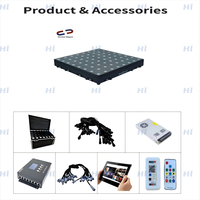 Panneaux de sol de danse LED numériques portables HUALI 20W DMX512 RGB 3-EN-1 SMD 5050 CRI90 5000K en verre trempé étanche 8*8 pixels