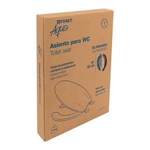 Master con 8 unità allungata sedile del water con coperchio, aperto, beige, FOSET - Product Image 3