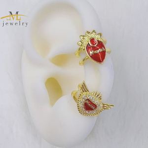 <span class=keywords><strong>Orecchini</strong></span> a Clip JML Placcati Oro 14k per Donne, Cuore Rosso, Pepita d'Oro, Fiore Trendy per la <span class=keywords><strong>Festa</strong></span> <span class=keywords><strong>della</strong></span> <span class=keywords><strong>Mamma</strong></span> - Product Image 1