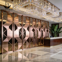 Paravent commercial de luxe en métal pour hôtel, cloison décorative en acier inoxydable pour spa et salon de manucure