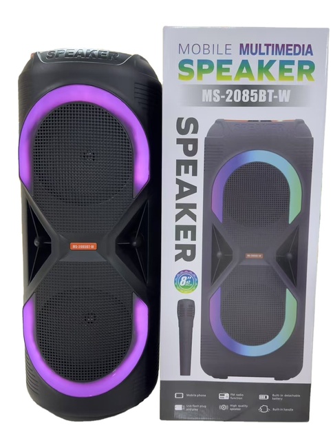 Hot Selling OEM Party Wireless for Blue-tooth Speaker MS-2085bt-w 25W Power 2*8 Inches Bass Sound LED RGB Outdoor Use USB TWS