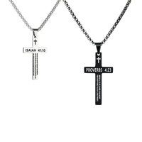 ARNAN Personnalisable pour le produit chrétien Collier croix en acier inoxydable avec pendentif de mode en or de la Bible