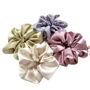 Elegant Zwart Haar Scrunchies Effen Kleur Imitatie Zijde Satijn Groothandel Polyester Scrunchies Voor Meisjes - Product Image 2