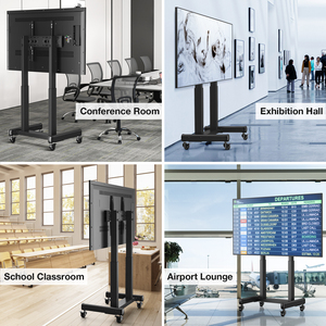 Lớn Heavy Duty Chiều cao có thể điều chỉnh TV cán tầng đứng cơ giới điện thoại di động giỏ hàng với bánh xe bánh điều khiển từ xa cho 100 inch - Product Image 6