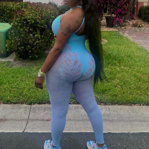 Tute intere da <span class=keywords><strong>donna</strong></span> estive con scollo all'americana, traforate, trasparenti, in maglia, senza schienale, aderenti, casual, streetwear, sportive - Product Image 2