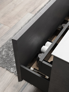 Mueble de Baño Moderno con Espejo LED Flotante de Pared, Lavabo Doble de Cerámica, Múltiples Cajones y Encimera de MFC - Product Image 4