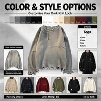Pull tricoté chaud et oversize pour homme, couleur unie, style décontracté, avec trou d'aération, col rond, effet vieilli, modèle Joker