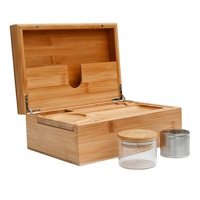 Grande boîte de rangement en bambou plateau roulant 5 accessoires diviseur gestion efficace stockage en bois pour briquets pour accessoires