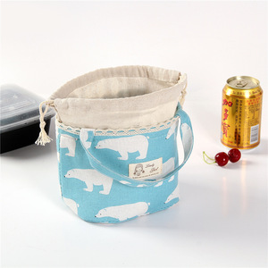 Sac à déjeuner isotherme en coton et lin, grande taille, pour étudiants, voyages, travail, avec compartiment pour repas, sac isotherme - Product Image 4