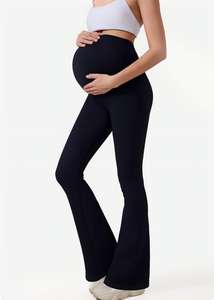 Pantalons de yoga de maternité noirs, taille haute, effet push-up, leggings évasés, soutien du ventre, haute élasticité, pilates, jambes larges, vêtements de <span class=keywords><strong>grossesse</strong></span> actifs - Product Image 4