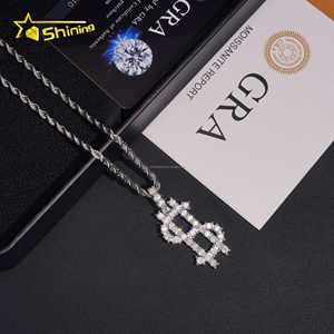 El <span class=keywords><strong>precio</strong></span> más barato Iced Out Dollars Logo colgantes 925 joyería de plata esterlina Vvs Moissanite diamante colgante <span class=keywords><strong>rodio</strong></span> plateado colgante - Product Image 3