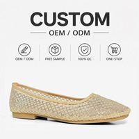 Chaussures plates en maille à strass OEM ODM, plusieurs couleurs, faible MOQ, respirantes, à enfiler, tendance, légères, antidérapantes
