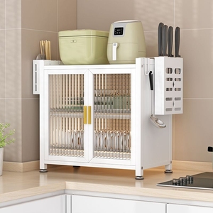 Estante de almacenamiento de acero para cocina de gran capacidad de tres capas, armario de almacenamiento de cocina a prueba de polvo con puertas - Product Image 3