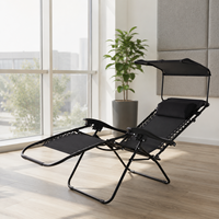 Chaise de camping pliable portable zéro gravité, chaise longue inclinable réglable avec auvent pare-soleil, structure en tube de fer, tissu Oxford