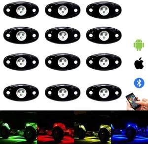 ชุดไฟ Led RGB แบบร็อค12พ็อด,ไฟ Led <span class=keywords><strong>ร็</strong></span><span class=keywords><strong>อค</strong></span>ควบคุมด้วยแอป15สีแบบ DIY ตั้งเวลาได้มีเพลงกระพริบภายในแสงไฟนีออน - Product Image 5