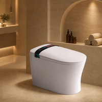 WC intelligent à poser au sol avec couvercle automatique, pression d'eau personnalisable, siège chauffant, drainage en P, double chasse d'eau incluse