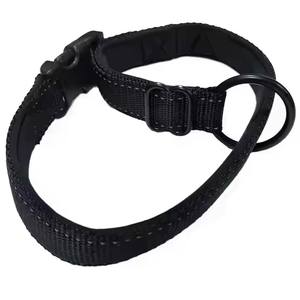 <span class=keywords><strong>Collar</strong></span> reflectante de nailon negro para perro mascota con hebilla de plástico ajustable, adecuado para entrenamiento al aire libre - Product Image 1
