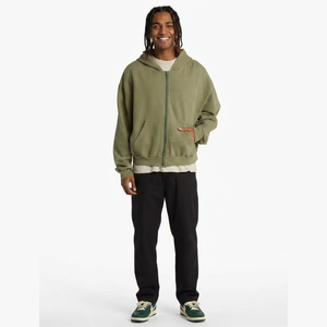 Custom Logo Light green sun Faded Vintage Cotton french Terry side Pockets Zipper washed <b>zip</b> <b>ups</b> Hoodies - Product Image 1