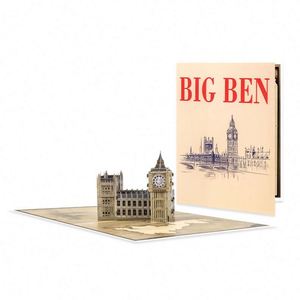 Tarjeta de Felicitación de Papel Hecha a Mano con Corte Láser 3D del Big Ben, Monumento de Londres, para Recuerdo de Viaje y Regalo - Product Image 1