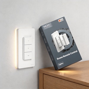Moes Scene <b>Remote</b> Control 3 Button Zigbee Tuya Smart Wall <b>Switch</b> White Battery Operated - Product Image 1