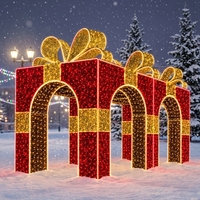Arche lumineuse géante en forme de boîte cadeau de Noël, design attrayant, homologuée IP65, pour passage piétonnier, idéale pour l'affichage en place publique