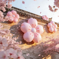 Modèle gonflable lumineux en forme de fleur de pêcher rose pour décorations extérieures de centres commerciaux et vitrines