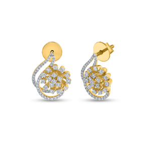 Elegantes pendientes de tuerca de racimo de diamantes en forma de lágrima de oro de 14 quilates con un diseño fino moderno y atemporal de la India - Product Image 2