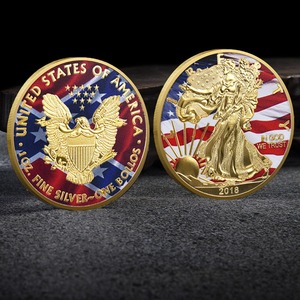 Moneda Conmemorativa con Diseño de la Libertad Estampada en UV de American Eagle, Insignia de Recuerdo Chapada en Oro, Regalo Coleccionable de Metal - Product Image 6