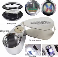 Loupe diamantée pliable 40X avec lumière LED Amplification 40X et lumière LED pour loupe bijoux