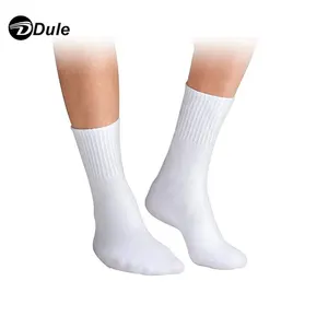 DL-I-226 billig großhandel einfache weiße dünne 100 polyester und baumwolle schule socken groß leere lange weiße socken