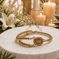 Bracelet perlé Go2boho avec médaille de la Vierge Marie, imitation perle et alliage plaqué or, bijoux cadeau catholique pour femmes