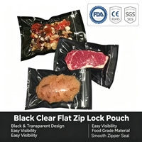 Sacs à fermeture éclair plats noirs transparents Yin Yang pour noix, viande et autres aliments, sachets en plastique refermables pour un stockage scellé