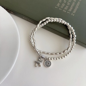 Bracelet à breloques en argent S925 pour femme, élastique, style rétro, motif dessin animé, bijou porte-bonheur - Product Image 2