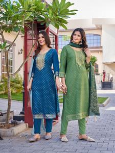 Elegante pantalón Kurti listo para usar con Dupatta para mujer Ropa elegante étnica pakistaní Perfecta para el uso diario y festivo - Product Image 2